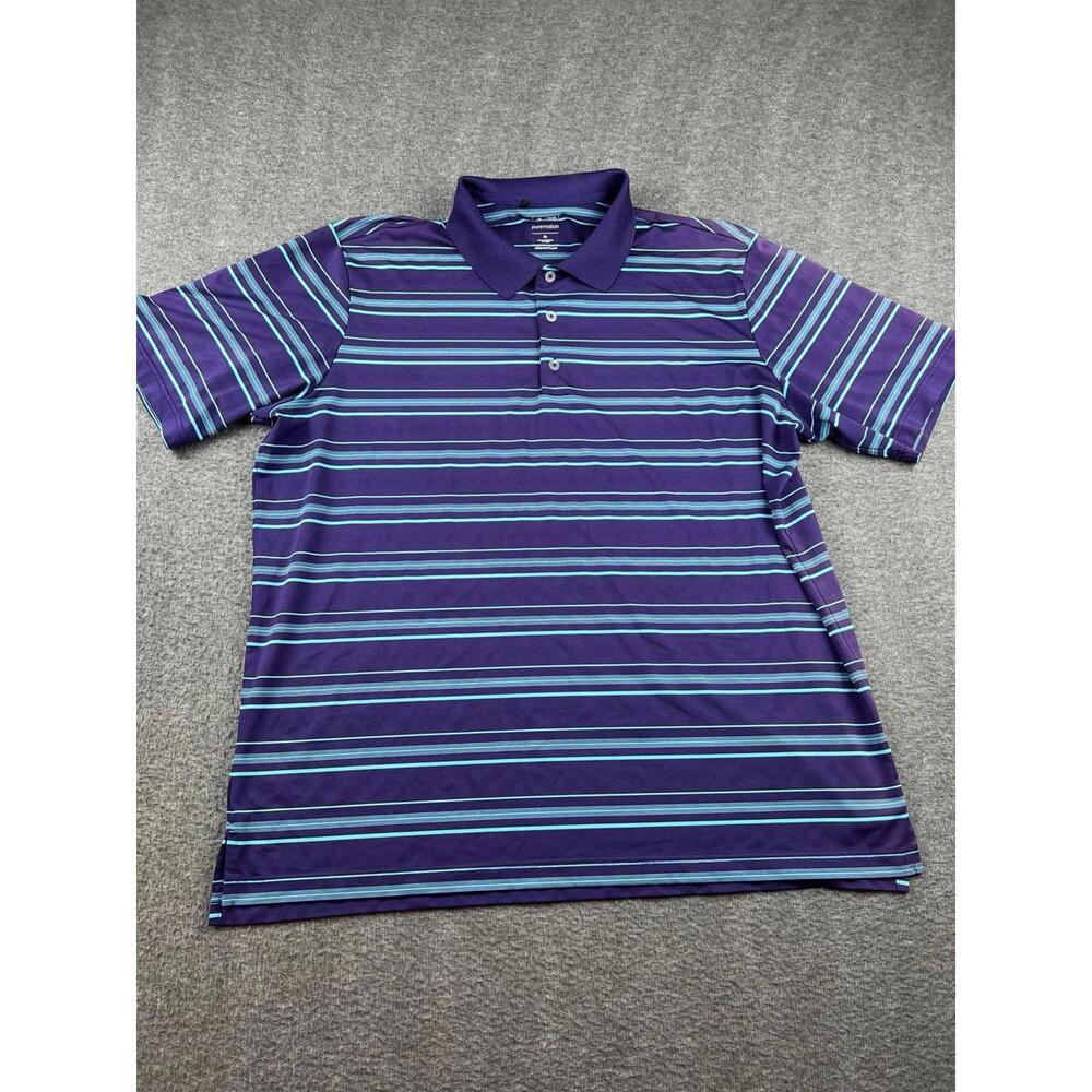 Adidas Mens Purple Striped Polo Shirt Size XL